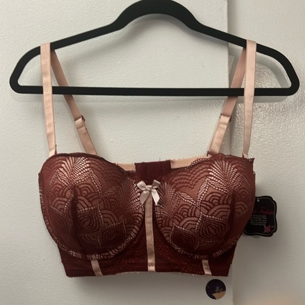Black Fuchsia Secret Lace Bra Bustier Wine Red blush Pink Strapless Option G20